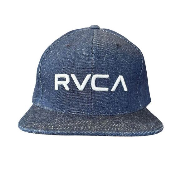 RVCA Men's Denim Blue Snapback Hat Adjustable Mid Fit Casual Cap - Picture 1 of 6